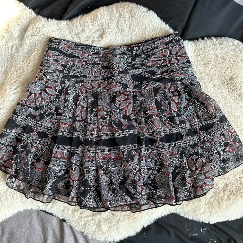 🎀 Black and Red Tiered Mini Skater Skirt for Casual Nights